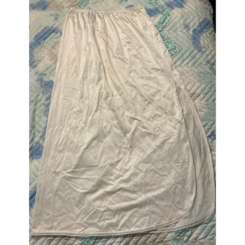 Vanity Fair Women's Vintage Long High Slit Slip Skirt, Small/32"